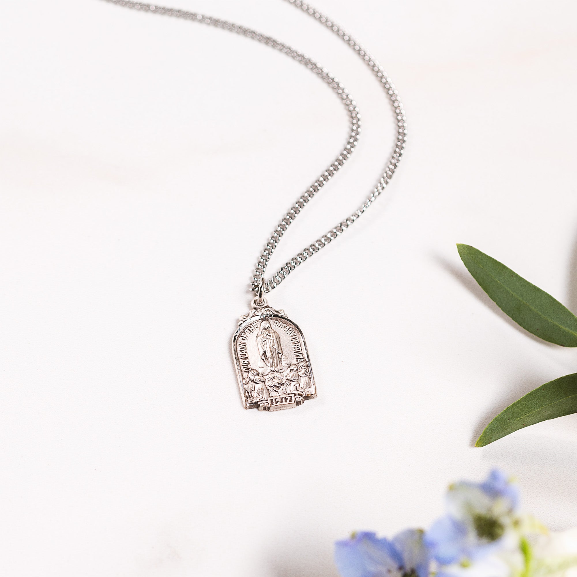 Sterling Silver Our Lady of Fatima Grotto Necklace