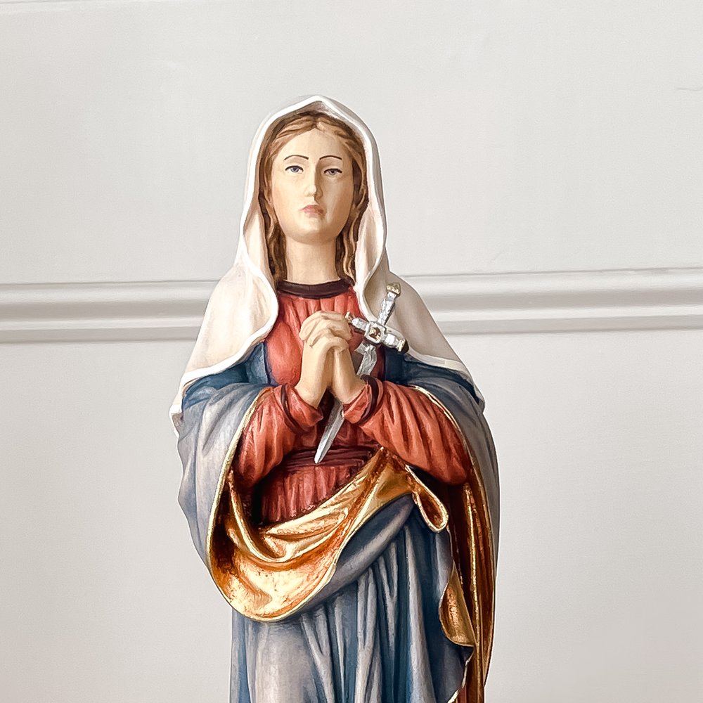 Our Lady of Sorrows Italian Wood Statue - 12"