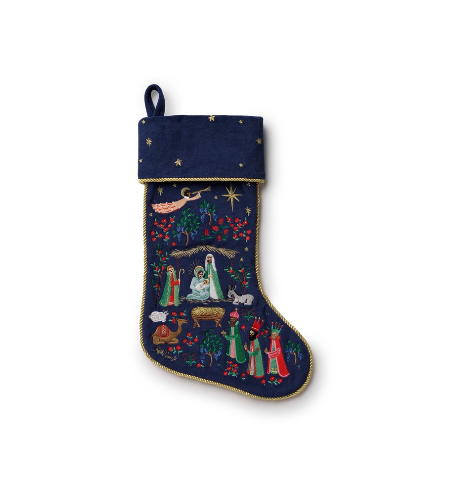 Rifle Paper Co. Nativity Embroidered Stocking