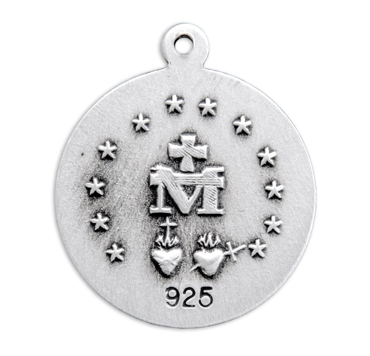 Sterling Round Miraculous Medal with Marian Blue Accents