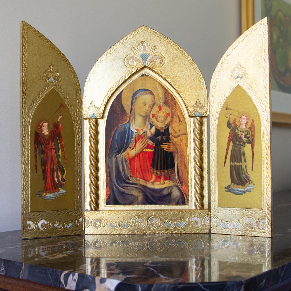 Mother & Child with Angels Italian Triptych