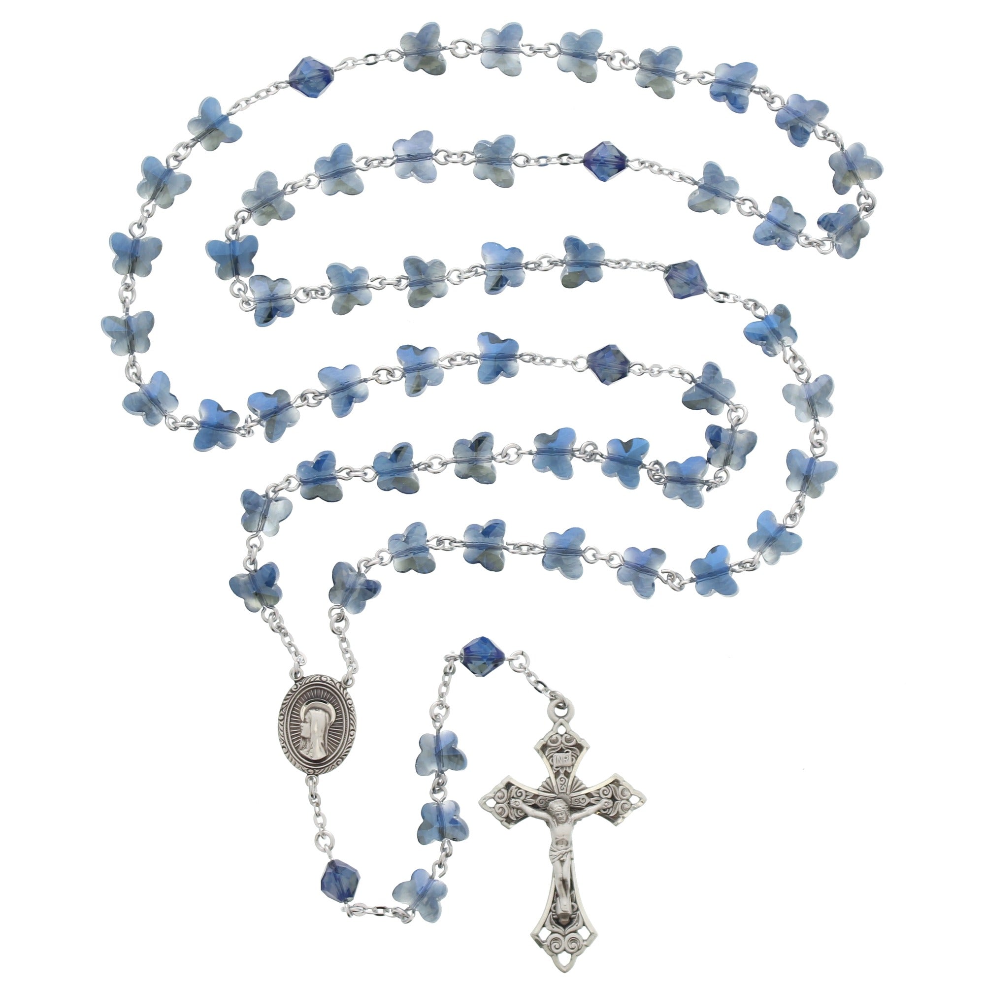 Blue Crystal Butterfly Rosary
