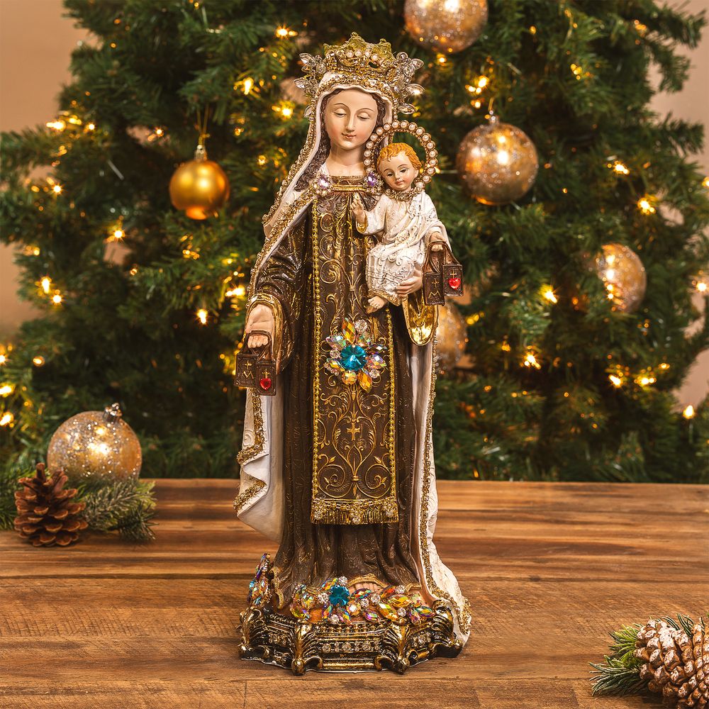 Jeweled Our Lady of Mt. Carmel Statue - 16"