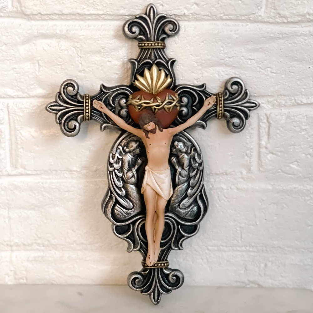 Calvary Sacred Heart Crucifix - 10"