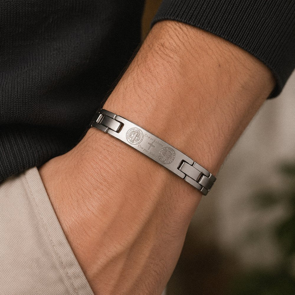 Ora et Labora Stainless Steel St. Benedict Bracelet