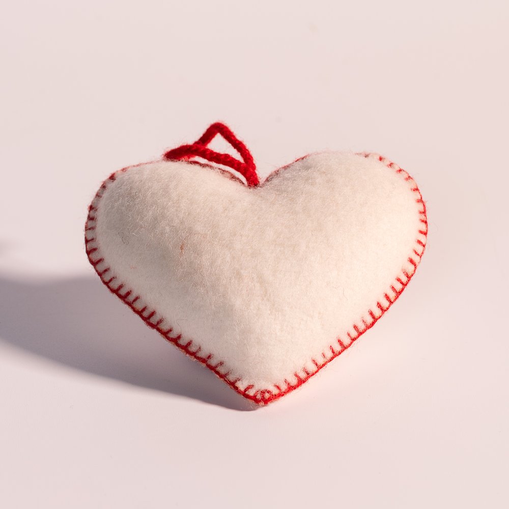 Embroidered Wool Sacred Heart Ornament