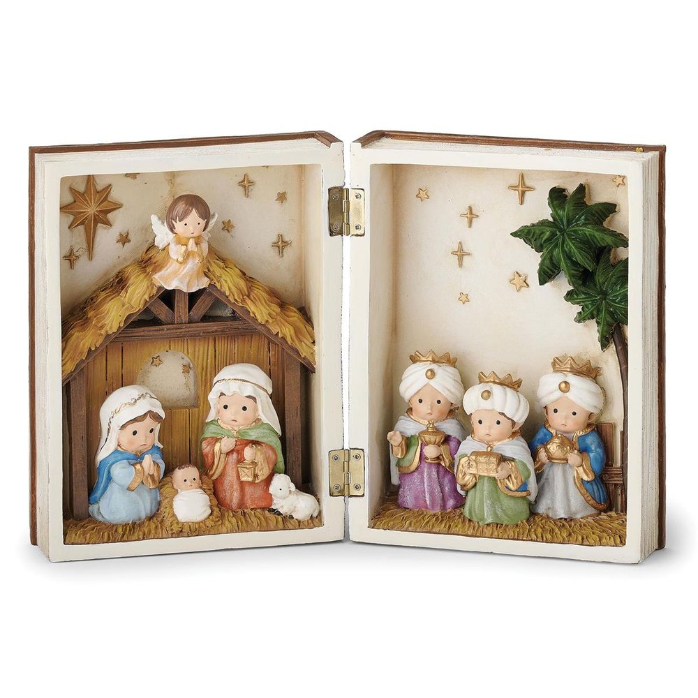 Children's Pageant Nativity Book Shadowbox Figurine - 8.75"