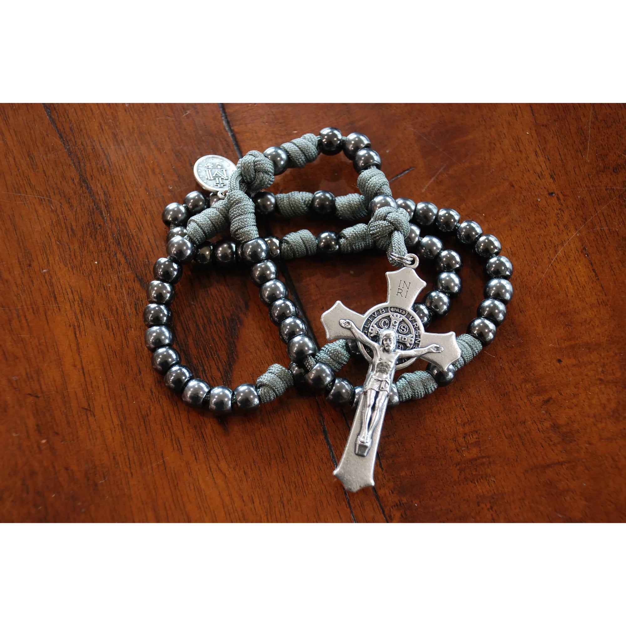 Gunmetal St. Benedict Paracord Rosary - Multiple Colors