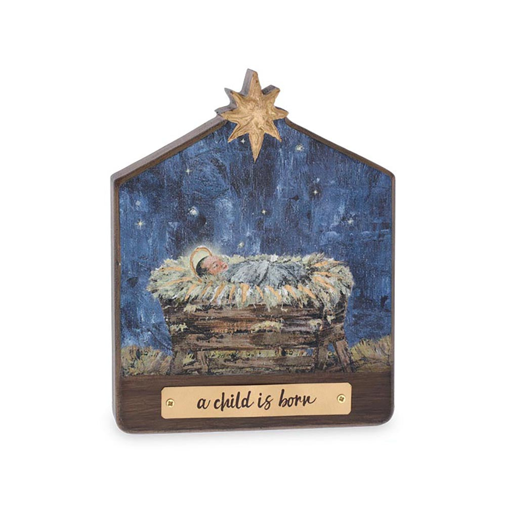 Shelf Sitter Baby Jesus Nativity Plaque - 7"