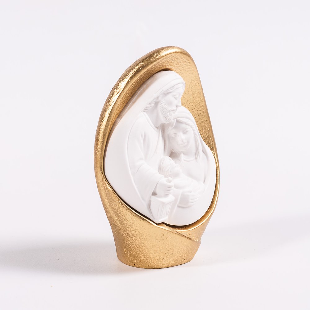 Italian White & Gold Holy Family Figurine - 3.9"