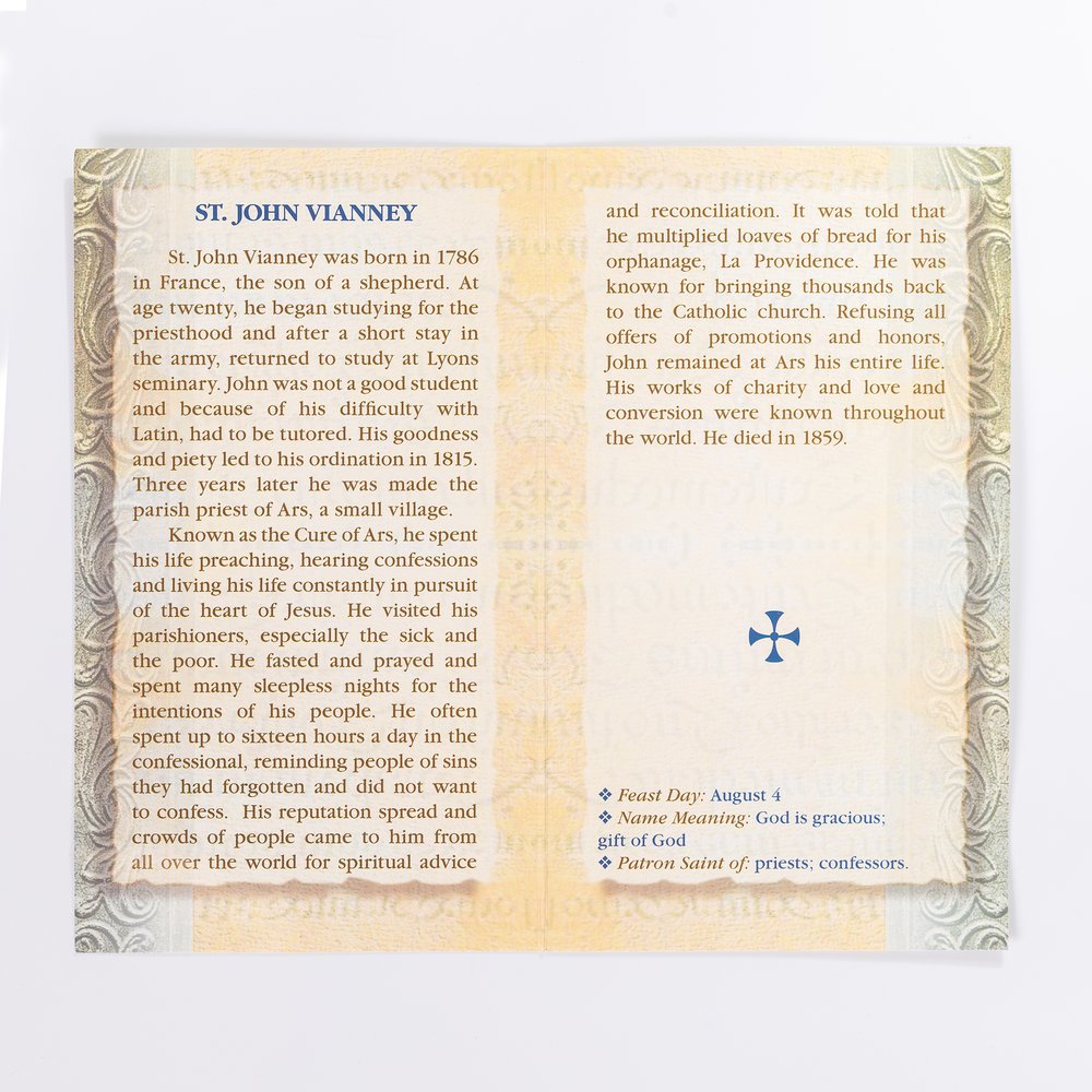St. John Vianney - Mini Lives of the Saints Folded Prayer Card