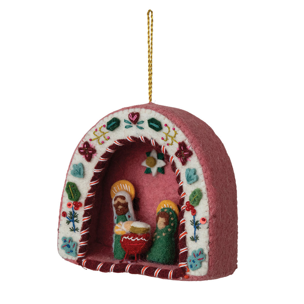 Handmade Wool & Felt Holy Family Nativity Ornament