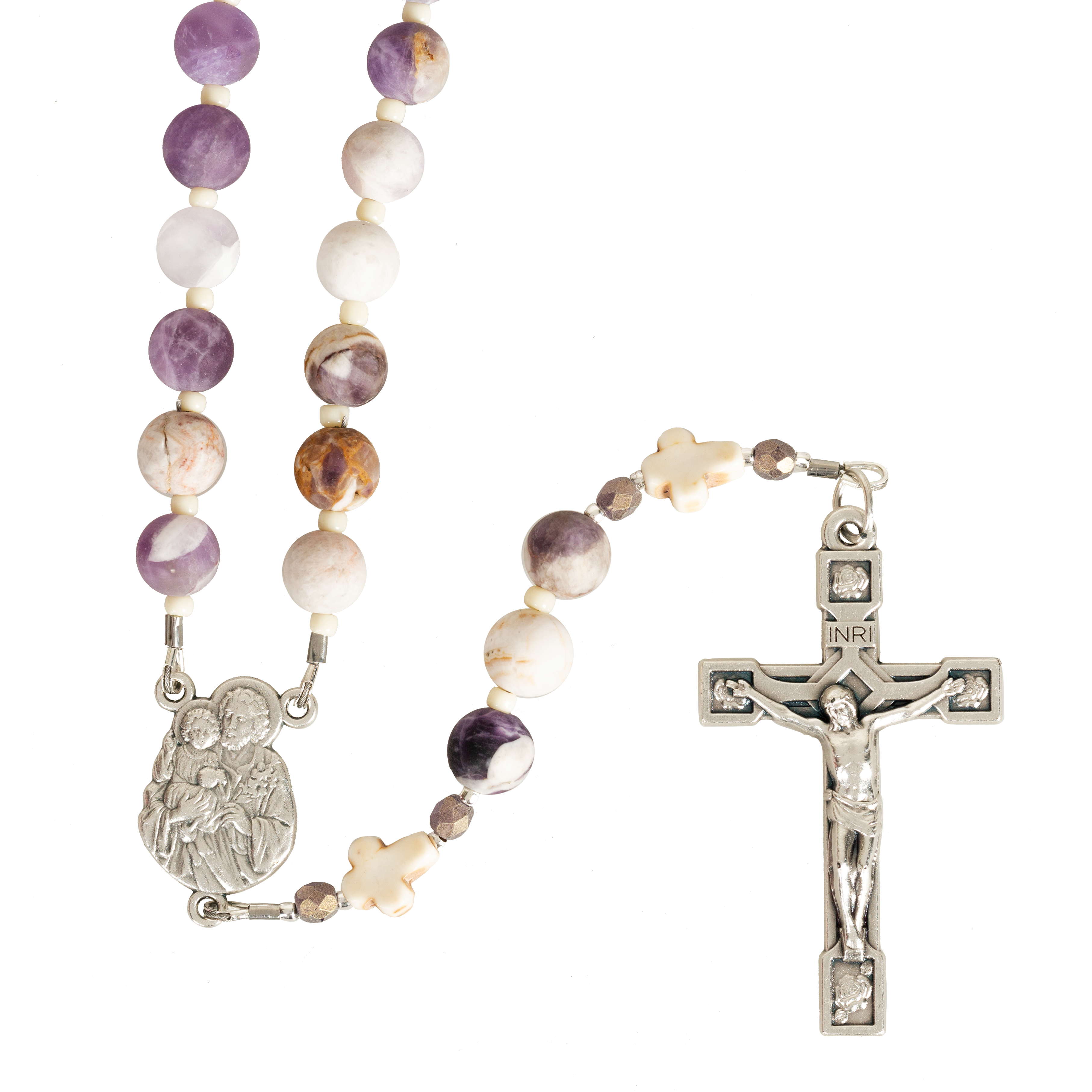St Joseph Head of the Holy Family Natural Amethyst Rosary