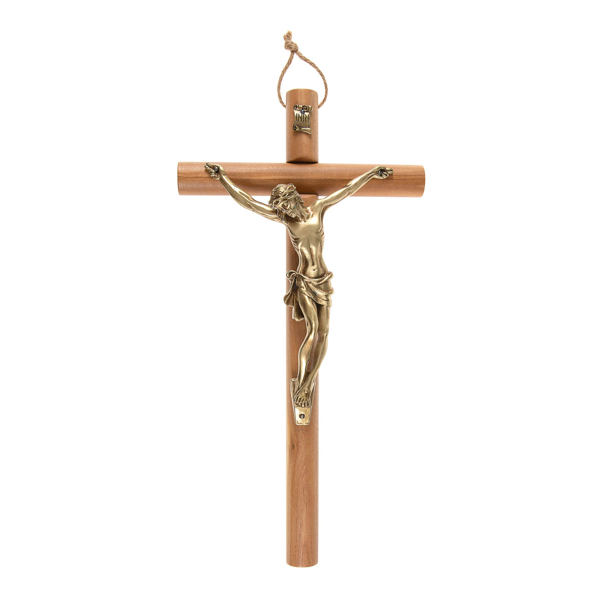Italian Olive Wood & Bronze Crucifix - 13"