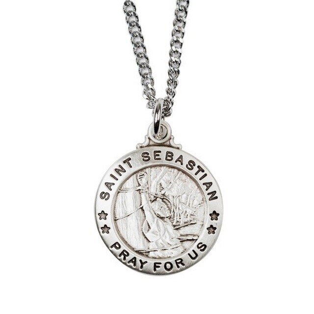 Sterling Silver St. Sebastian Medal with 20 inch chain
