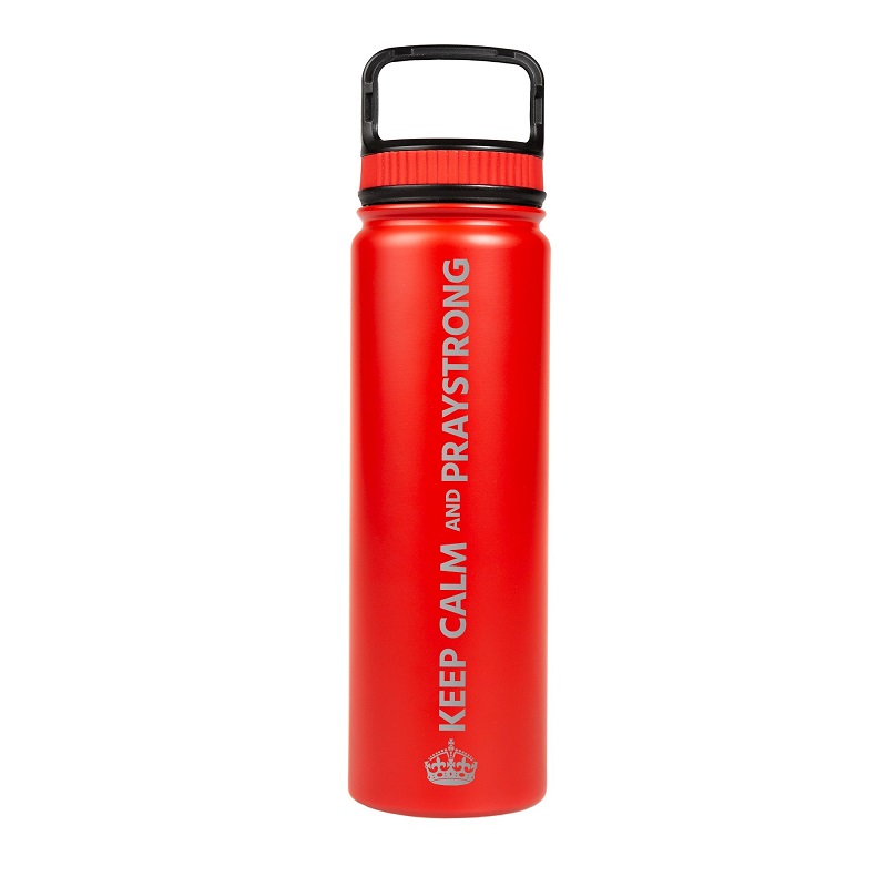 Keep Calm and PrayStrong Red Vacuum Water Bottle
