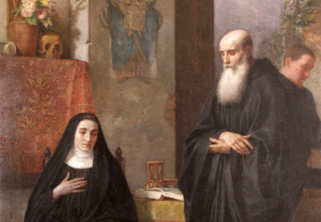 St. Scholastica is visited by St. Benedict