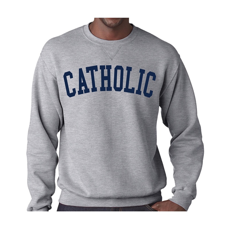 Collegiate Catholic Grey Crew Sweatshirt
