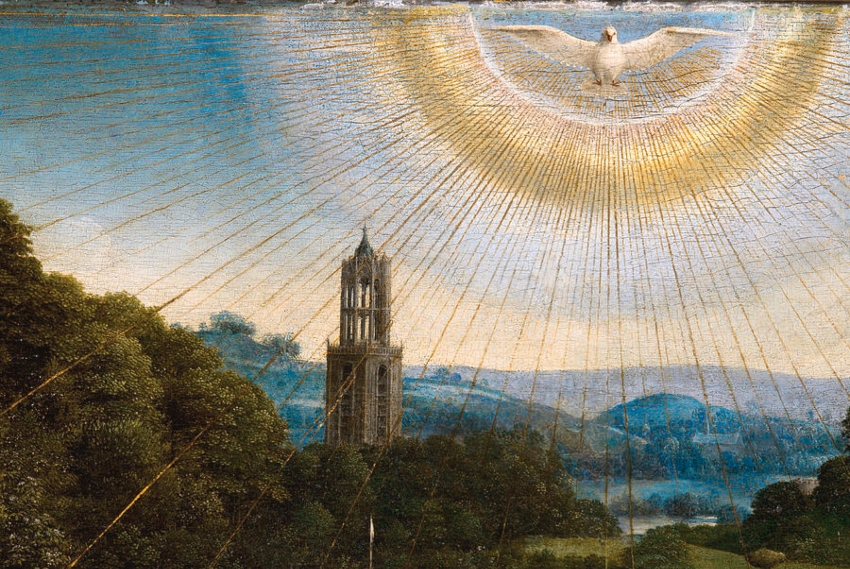 The Ghent Altarpiece by Jan van Eyck, Detail of the Holy Spirit - Photo Credit artsandculture.google.com
