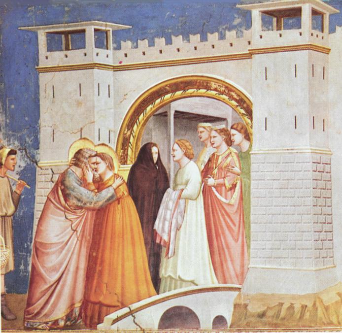 Legend of St Joachim, Meeting at the Golden Gate by Giotto di Bondone, AD 1305