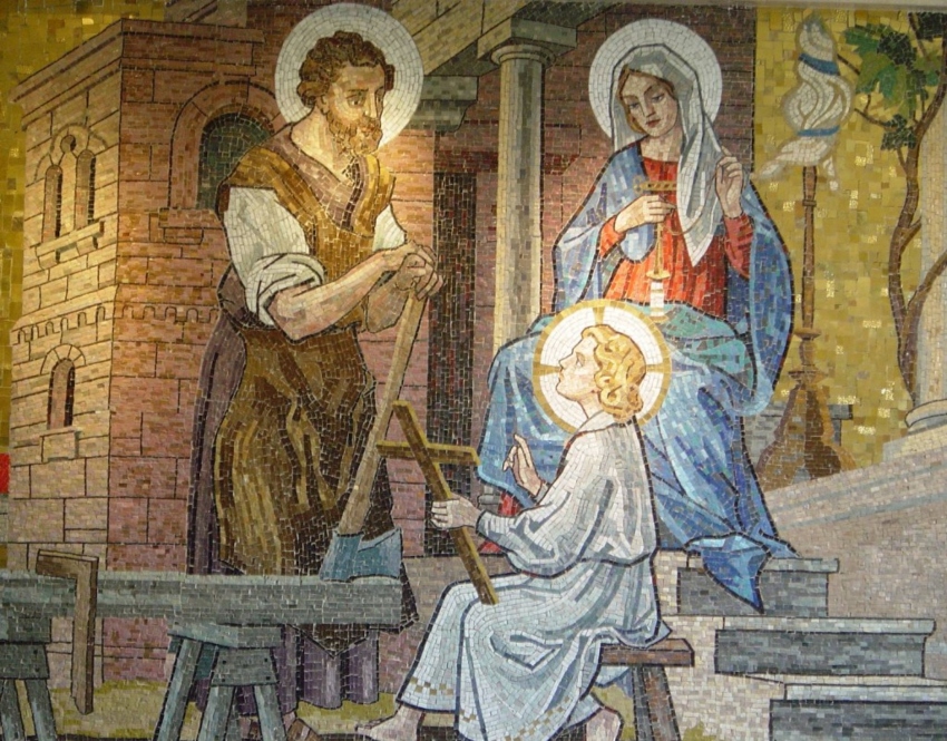 The Holy Family in the Carpenter's Shop Mosaic - Photo Credit Sisters of the Holy Family of Nazareth csfn.org