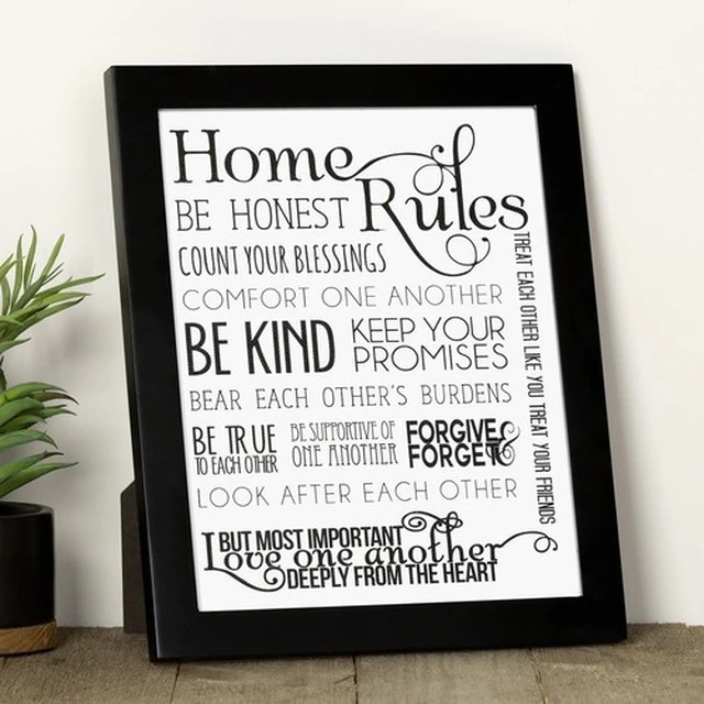 Contemporary Home Rules Framed Print