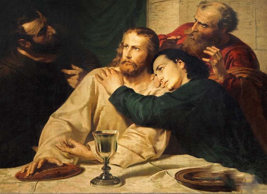 *Donne-nous aujourd'hui notre Pain de ce jour : Parole de DIEU* : Homélie et vidéo de la Sainte Messe - Page 19 Jesus-and-john-at-the-last-supper-by-josef-sedmak-1-