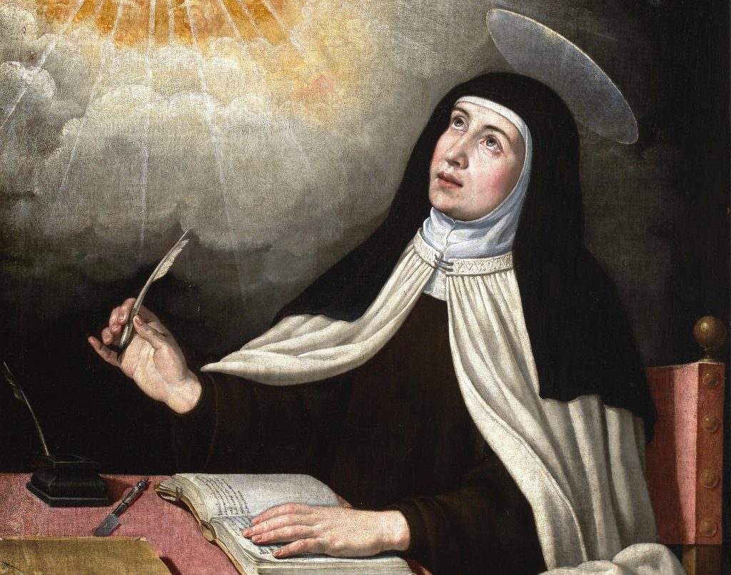 St. Teresa of Avila Writing of Her Mystical Revelations by an  unknown artist of the 17th C.