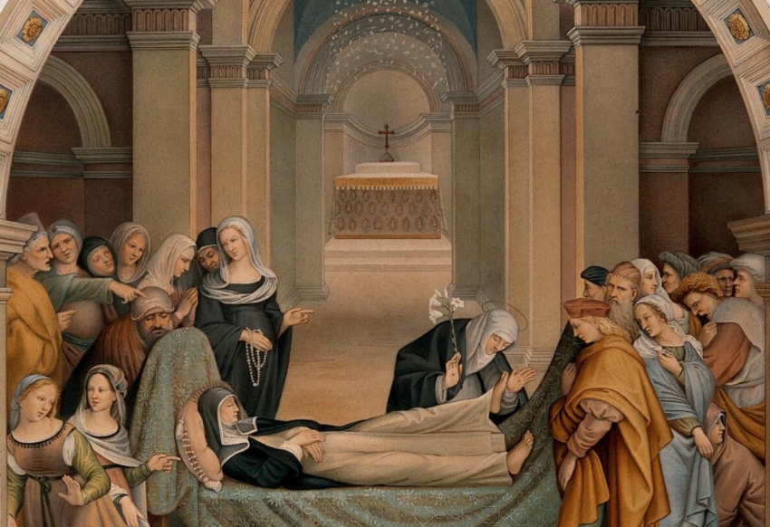 St. Agnes Lifts Her Foot for St. Catherine of Siena - Photo Credit Wellcome Library